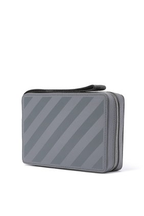 3D Diagonal Stripe  Saffiano Leather Clutch Bag
